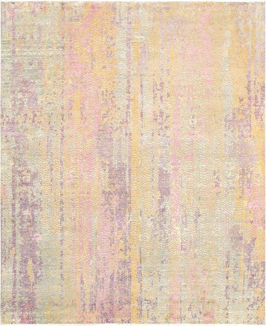 Modern Gemstone Collection Hand-Knotted Silk & Wool Area Rug- 7' 10" X 9' 8"
