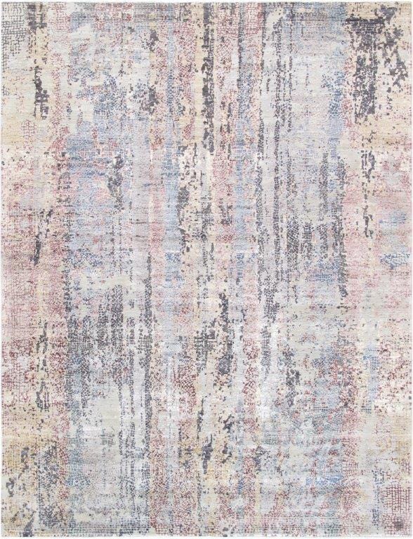 Modern Gemstone Collection Hand-Knotted Silk & Wool Area Rug- 8' 2" X 10' 0"