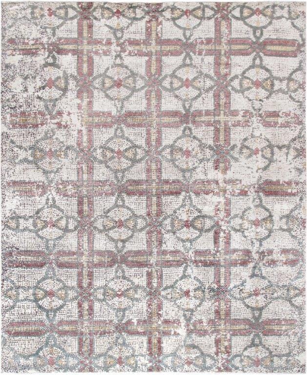 Modern Gemstone Collection Hand-Knotted Silk & Wool Area Rug- 8' 0" X 9' 10"