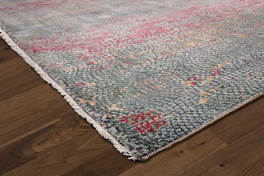 Modern Gemstone Collection Hand-Knotted Silk & Wool Area Rug- 8' 0" X 10' 0"