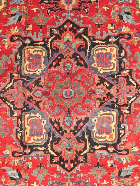 Heriz Collection Hand-Knotted Lamb's Wool Area Rug-12' 9" X 19' 3"