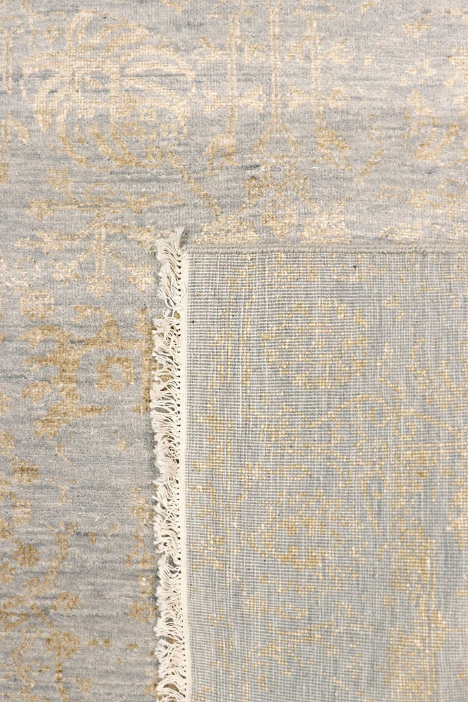 Pasargad Home Transitional Collection Hand Knotted Bsilk & Wool Area Rug, 4' 0" X 5' 9", Silver/Gold