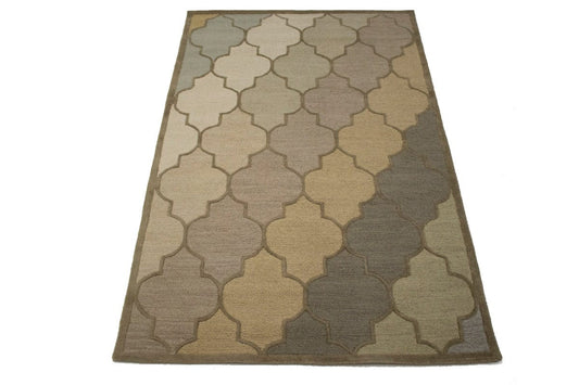 Multicolored Floral Trellis Design 5X8 Hand-Tufted Modern Rug