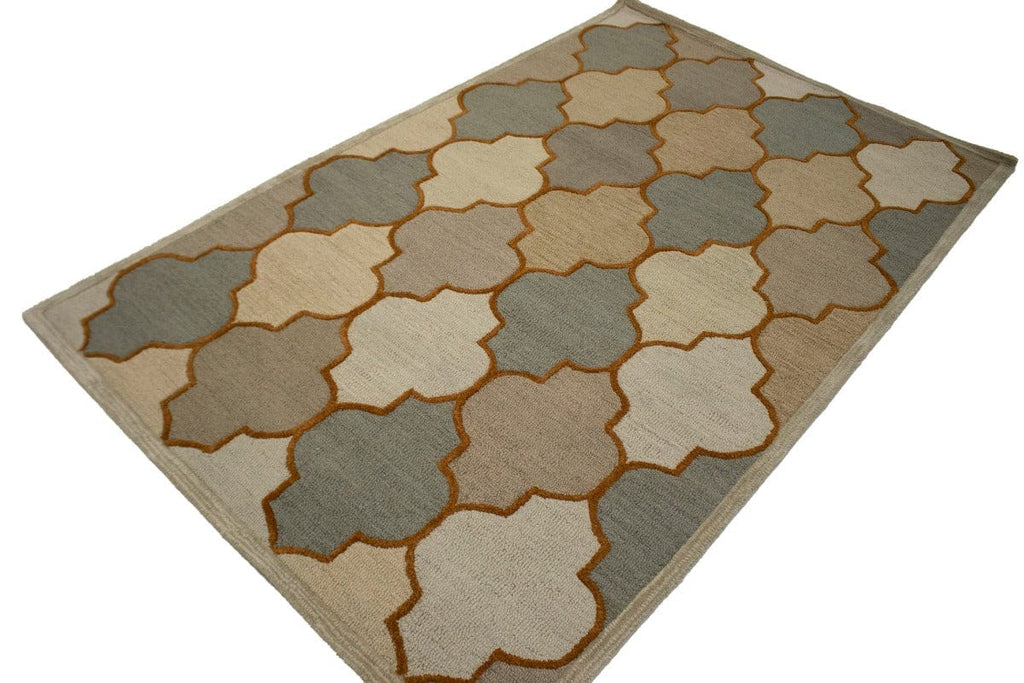 Multicolored Trellis Design 5X8 Hand-Tufted Modern Rug