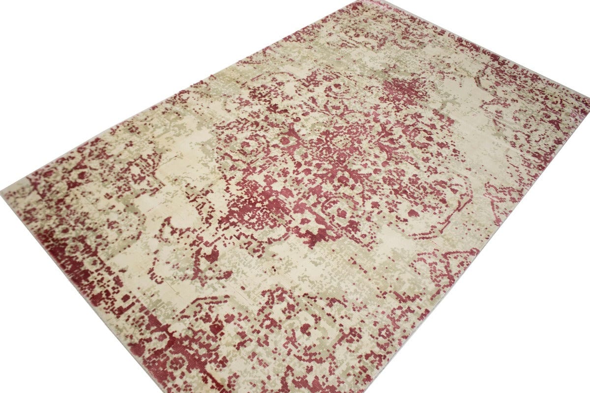 Distressed Cream Floral 5X8 Hand-Loomed Modern Rug