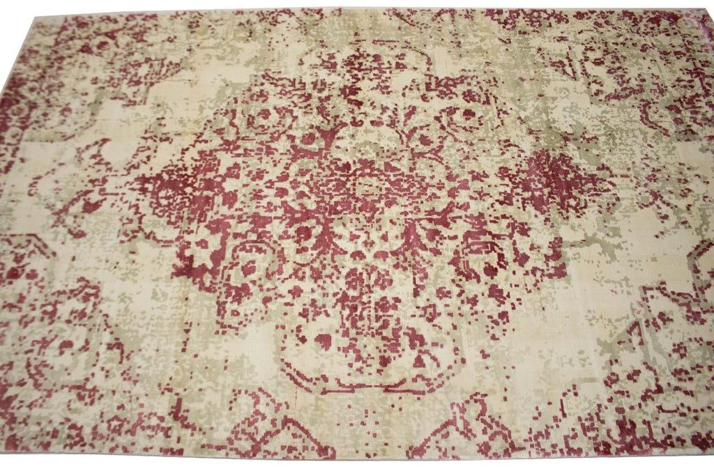 Distressed Cream Floral 5X8 Hand-Loomed Modern Rug