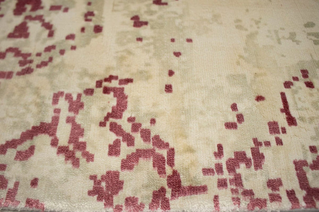 Distressed Cream Floral 5X8 Hand-Loomed Modern Rug