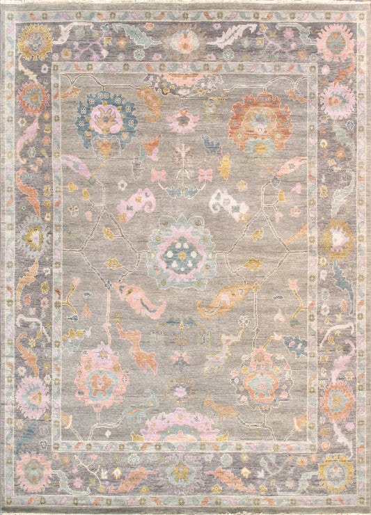 Oushak Collection Hand-Knotted Silver Wool Area Rug- 9'10'' X 13' 8''