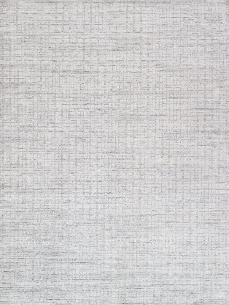 Slate Collection Hand-Loomed Ivory/Silver Bsilk & Wool Area Rug-12' 0" X 15' 0"