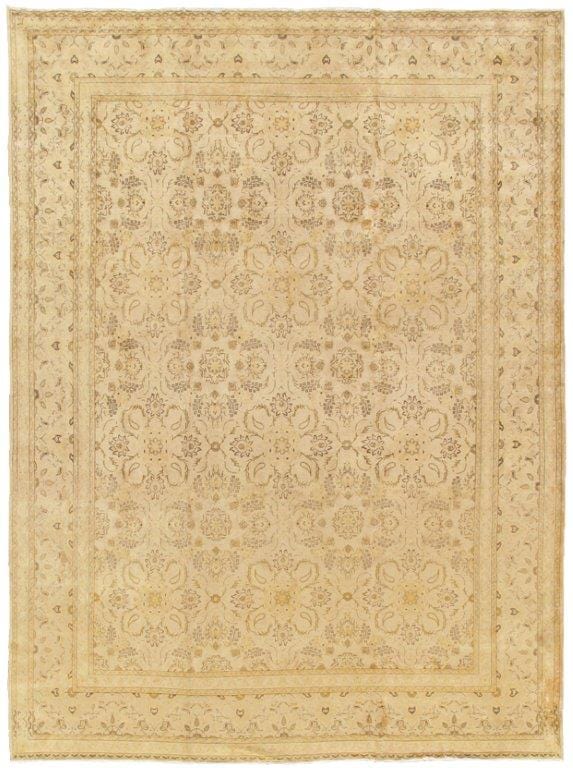 Antique Kashan Collection Gold Lamb's Wool Area Rug-10' 3" X 13' 9"