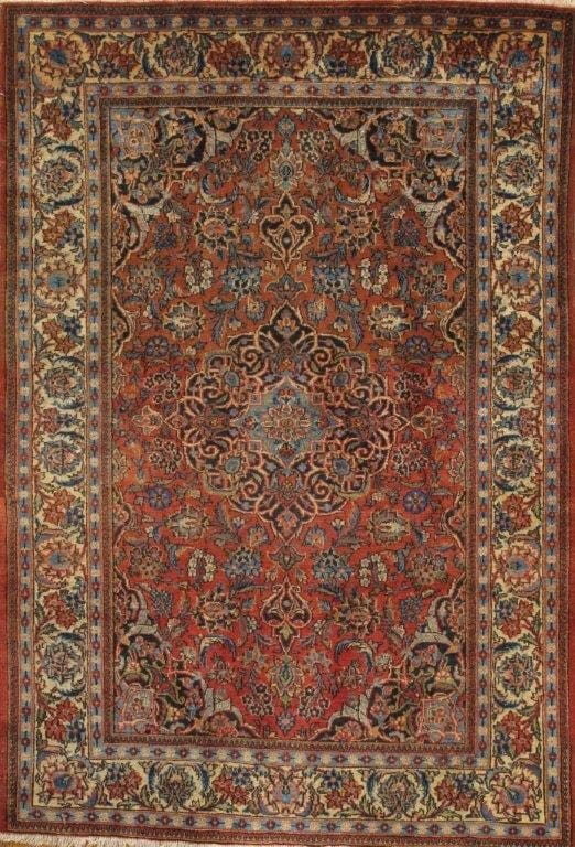 Kashan Collection Lamb's Wool Area Rug- 4' 7" X 6' 8"