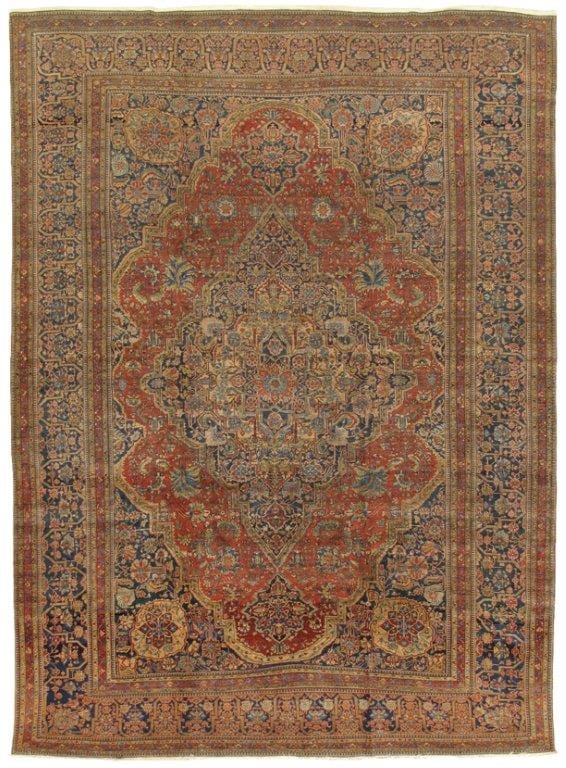 Antique Kashan Collection Rust Lamb's Wool Area Rug-10' 2" X 13' 6"