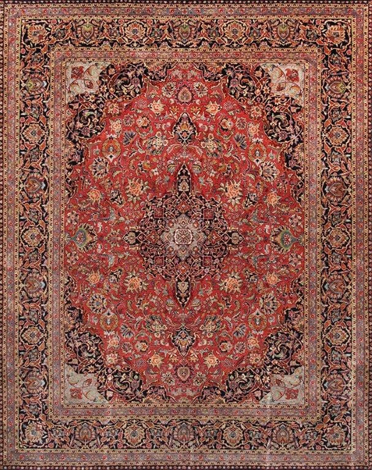 Kashan Collection Hand-Knotted Lamb's Wool Area Rug-10' 1" X 14' 3"