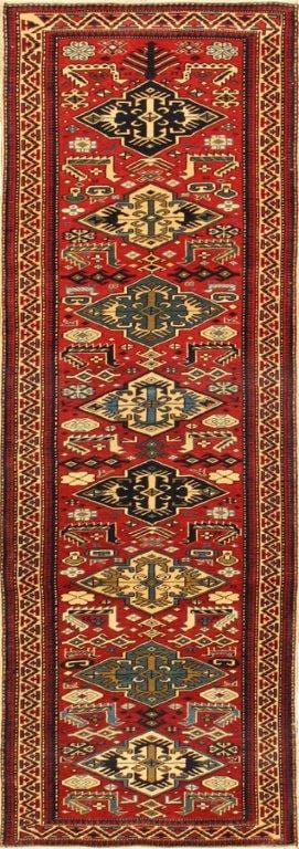 Turkish Kazak Collection Hand-Knotted Lamb's Wool Runner, 2'6" X 6'8", Red