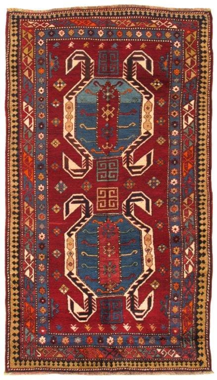 Antique Kazak Collection Red Lamb's Wool Area Rug- 4' 7" X 8' 0"