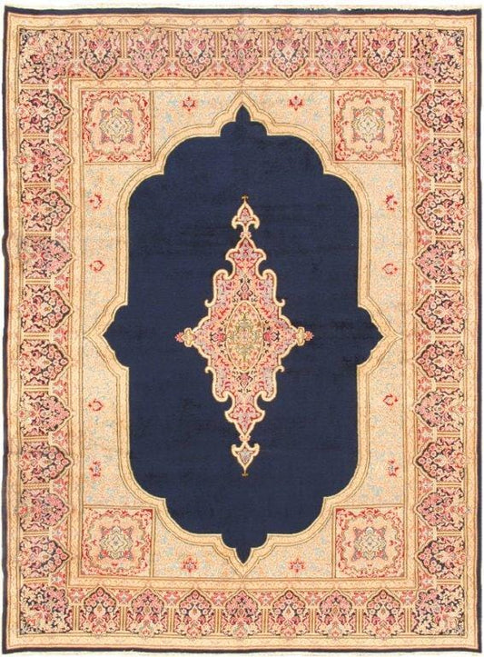 Antique Kerman Collection Navy Lamb's Wool Area Rug- 9' 0" X 12' 3"