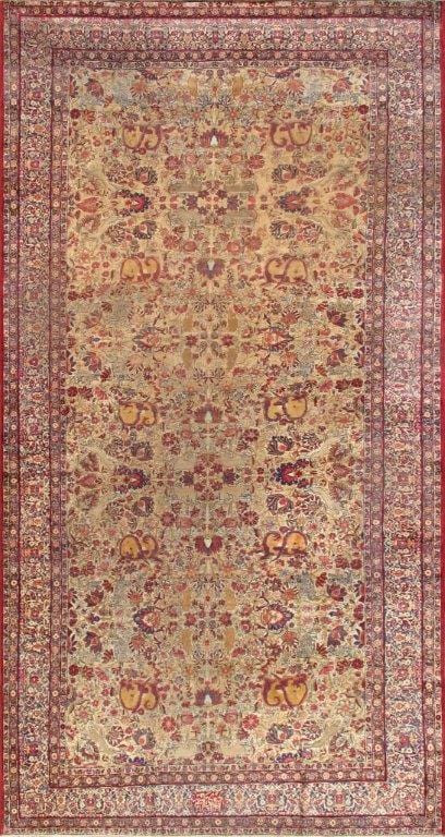 Antique Kermanshah Collection Beige Lamb's Wool Area Rug- 9' 9" X 18' 8"