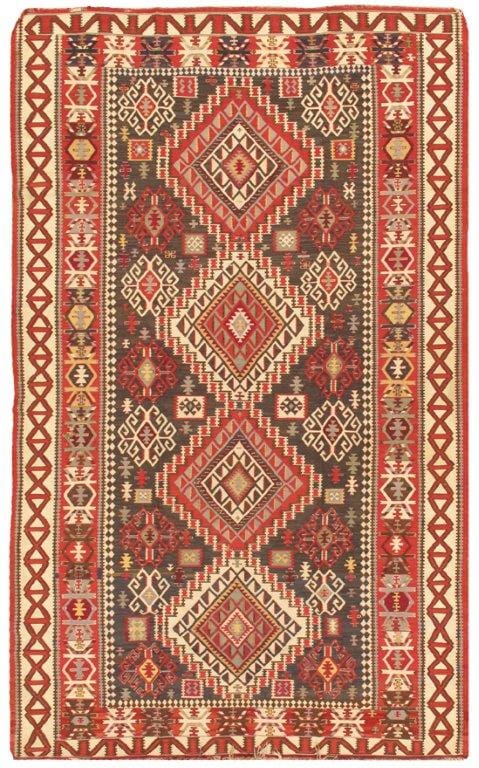 Antique Kilim Collection Brown Wool Area Rug- 7' 2" X 11' 3"