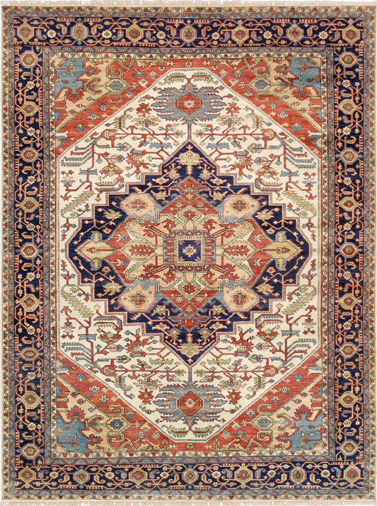 Pasargad Home Serapi Collection Hand-Knotted Wool Area Rug,  7'10" X  7'11", Ivory