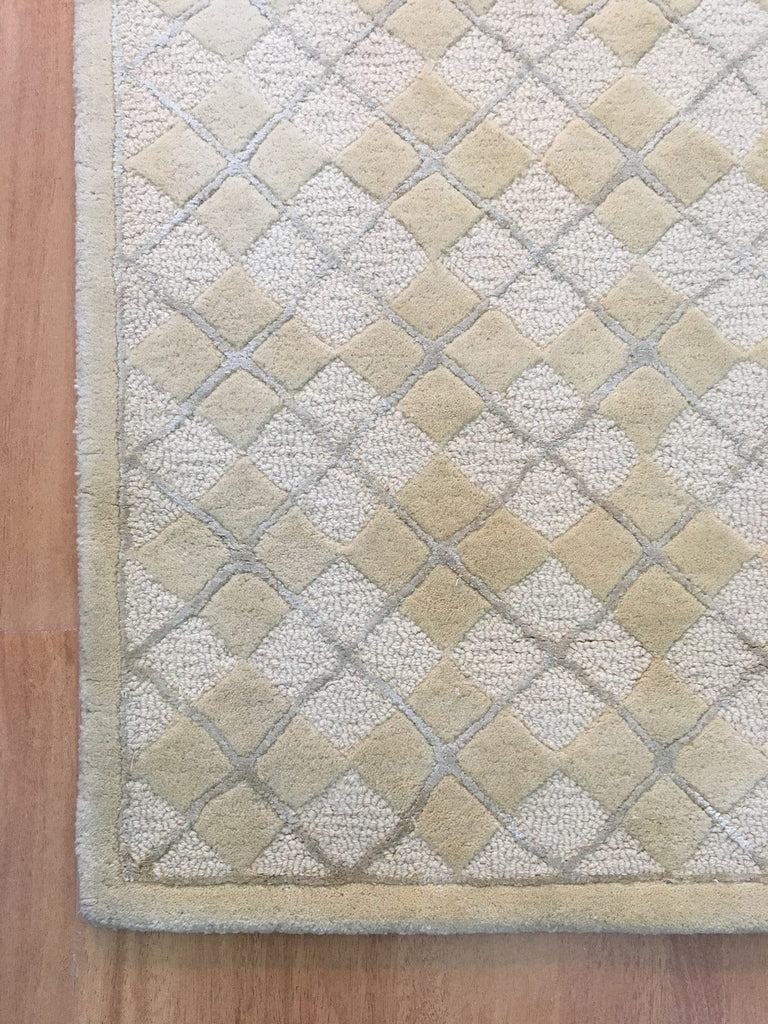 Beige Geometric 5X8 Hand-Tufted Modern Rug