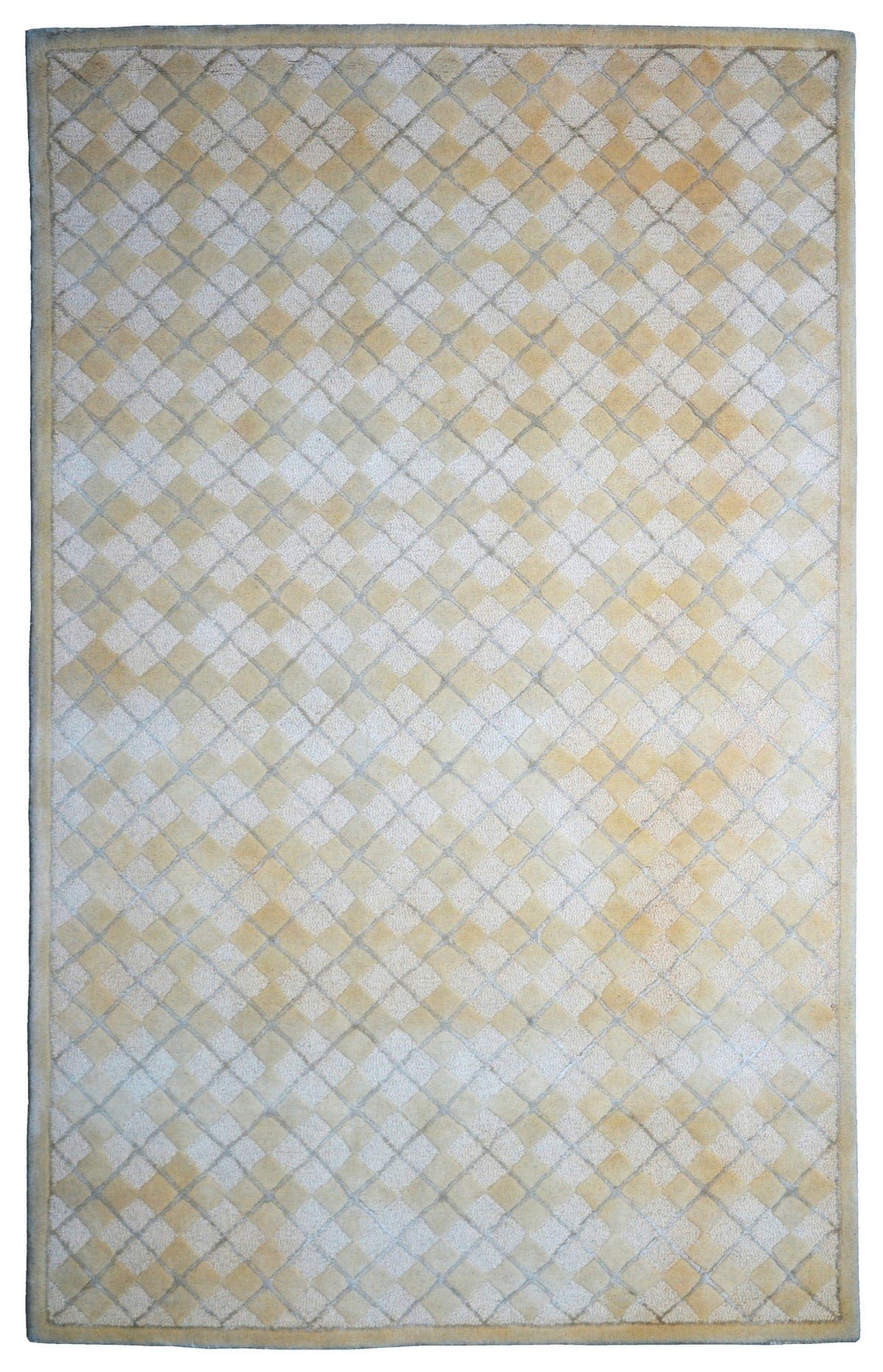 Beige Geometric 5X8 Hand-Tufted Modern Rug