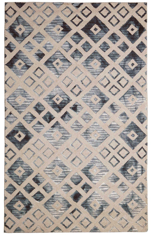 Ivory Geometric 5X8 Hand-Tufted Modern Rug