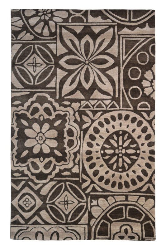 Charcoal Floral 5X8 Hand-Tufted Modern Rug