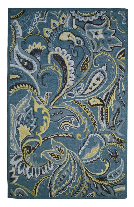 Gray Paisley 5X8 Hand-Tufted Modern Rug