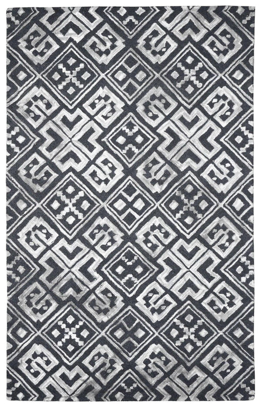 Ivory Geometric 5X8 Hand-Tufted Modern Rug