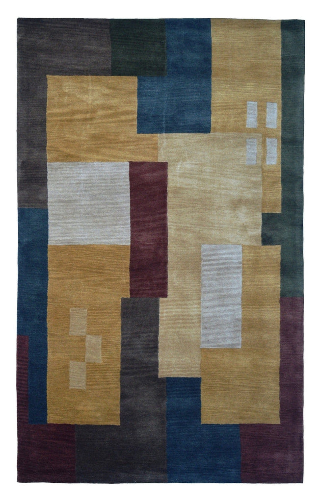 Multicolor Abstract 5X8 Hand-Tufted Modern Rug