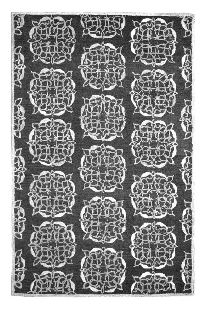Charcoal Floral 5X8 Hand-Tufted Modern Rug