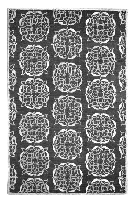 Charcoal Floral 5X8 Hand-Tufted Modern Rug