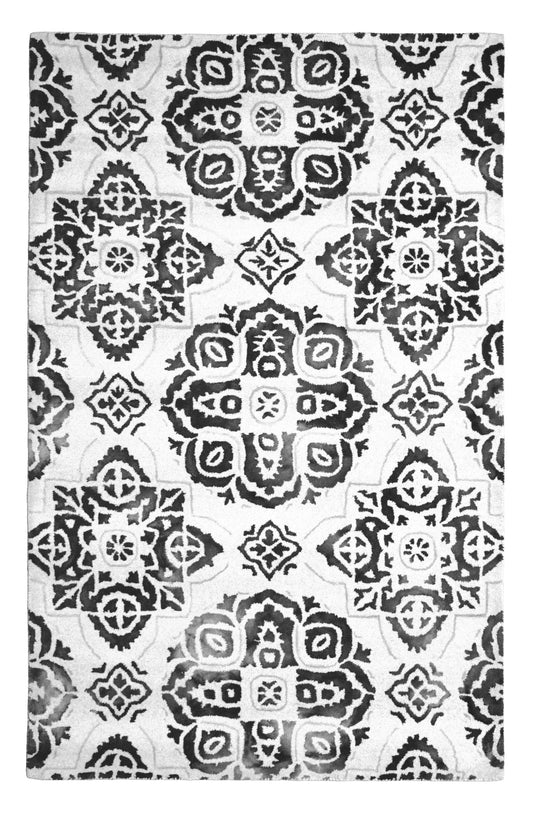 Ivory Floral 5X8 Hand-Tufted Modern Rug