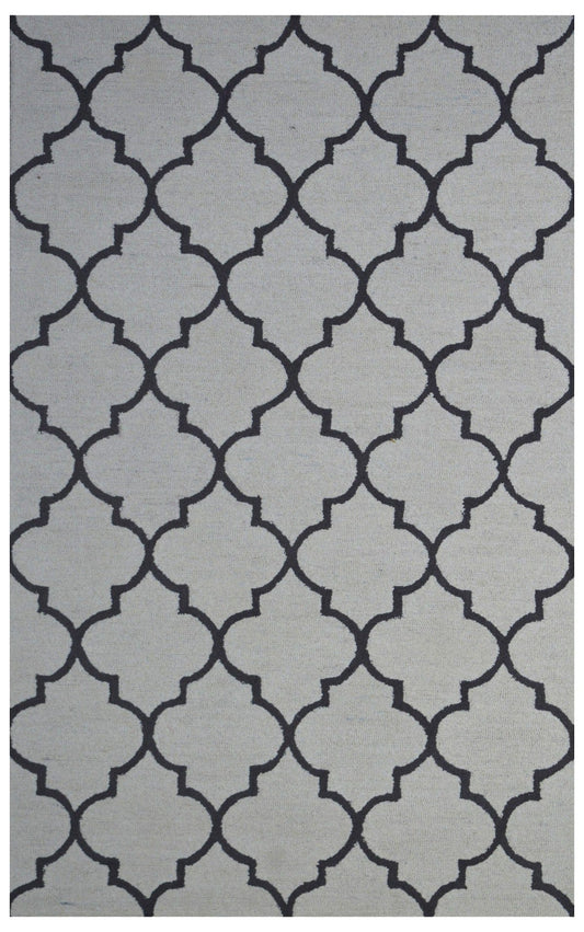 Ivory Trellis 5X8 Hand-Tufted Modern Rug