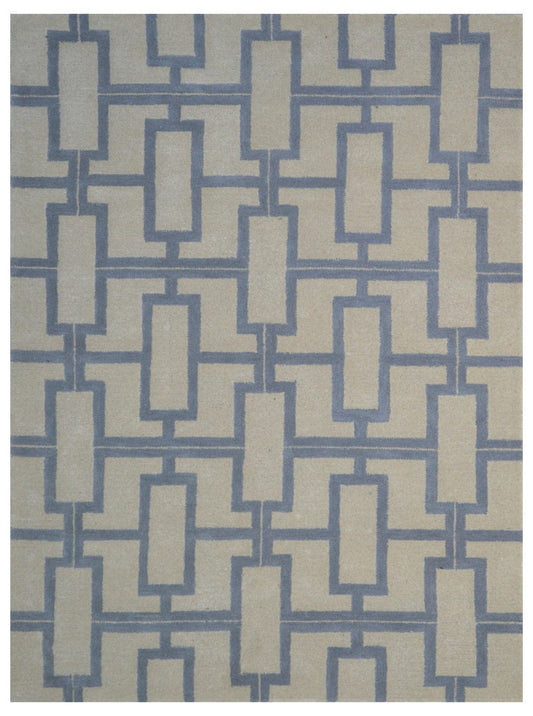 Gray Geometric 5X8 Hand-Tufted Modern Rug