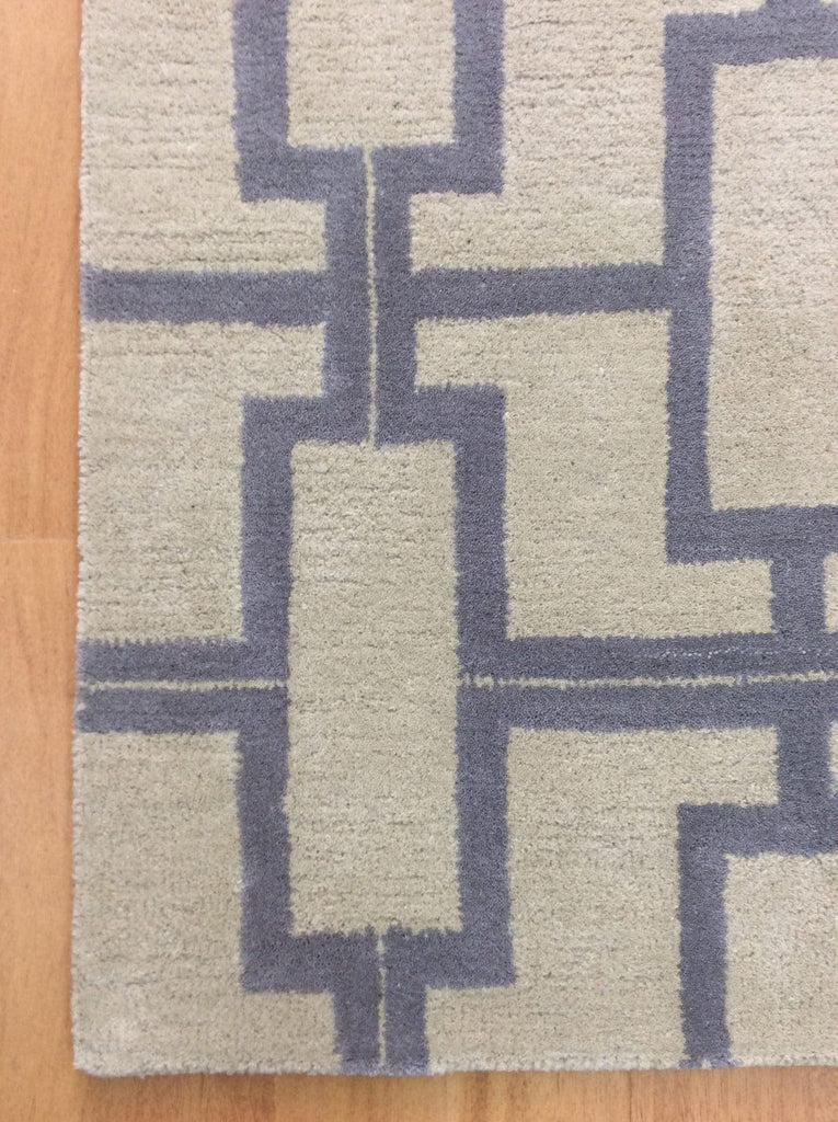 Gray Geometric 5X8 Hand-Tufted Modern Rug