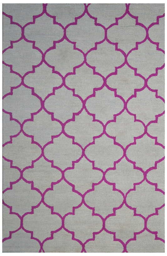 Ivory Trellis 5X8 Hand-Tufted Modern Rug