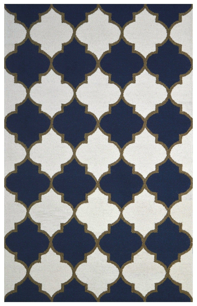 Navy Trellis 5X8 Hand-Tufted Modern Rug