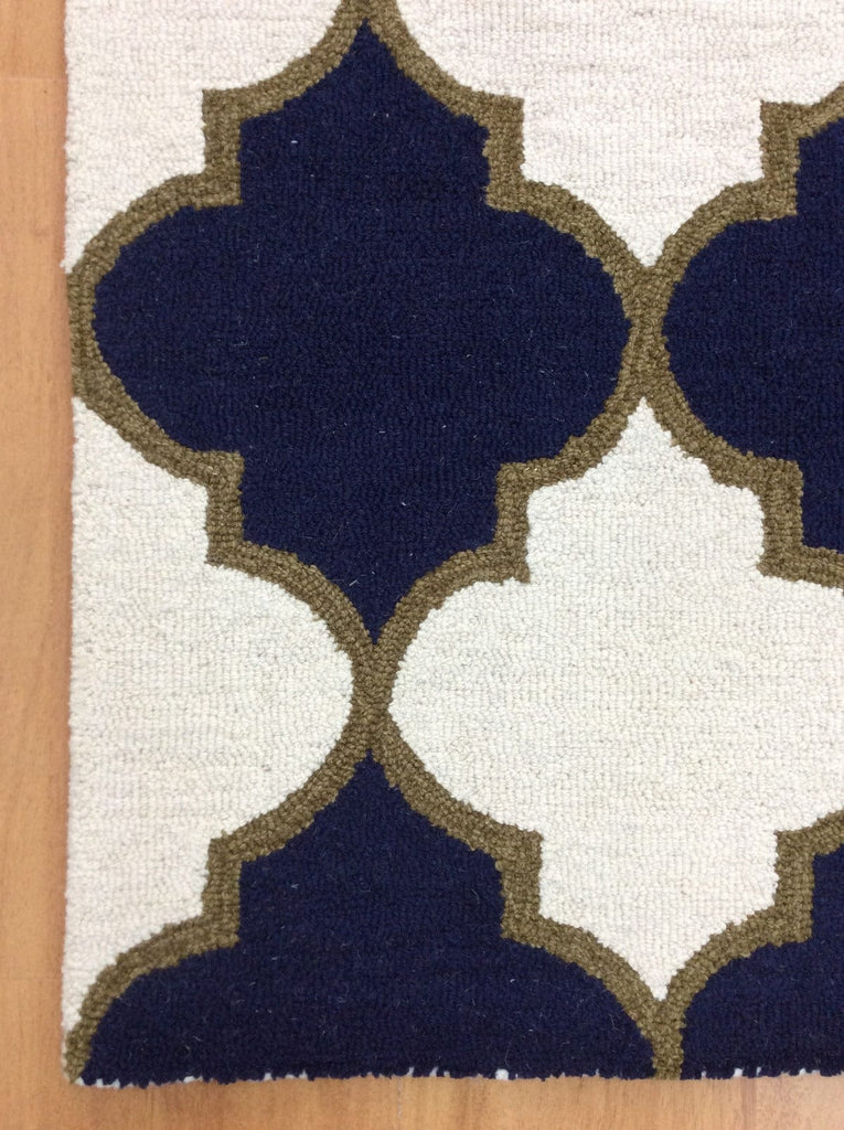 Navy Trellis 5X8 Hand-Tufted Modern Rug