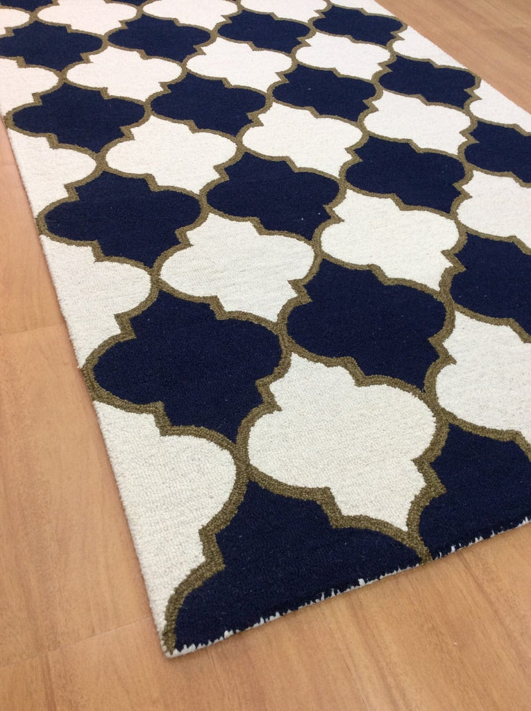 Navy Trellis 5X8 Hand-Tufted Modern Rug