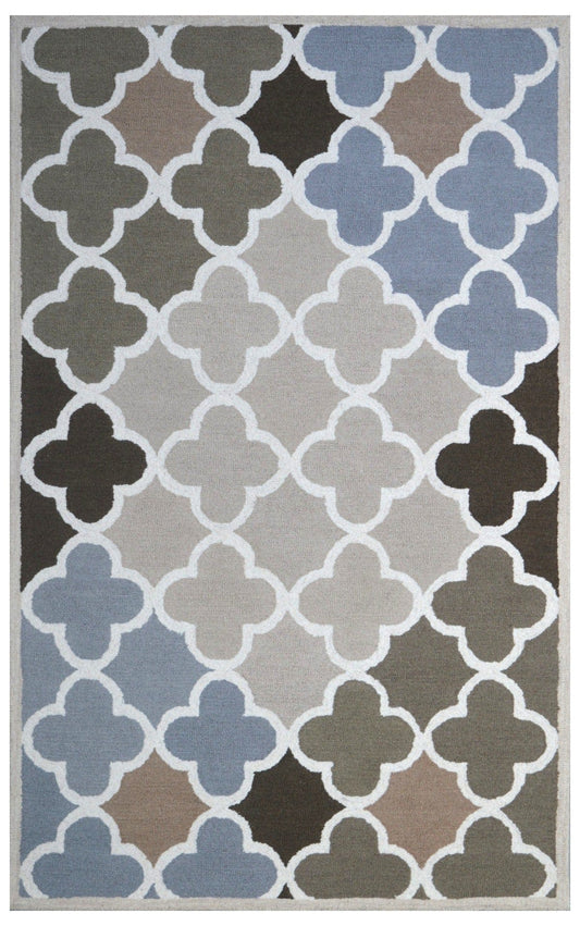 Gray Trellis 5X8 Hand-Tufted Modern Rug