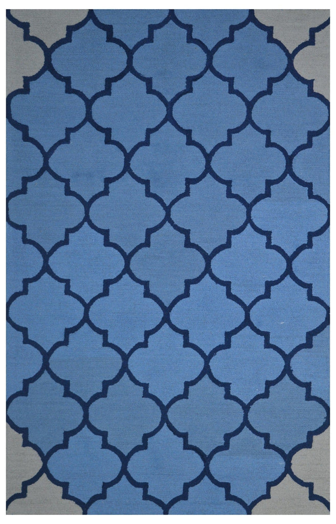 Blue-Gray Trellis 5X8 Hand-Tufted Modern Rug