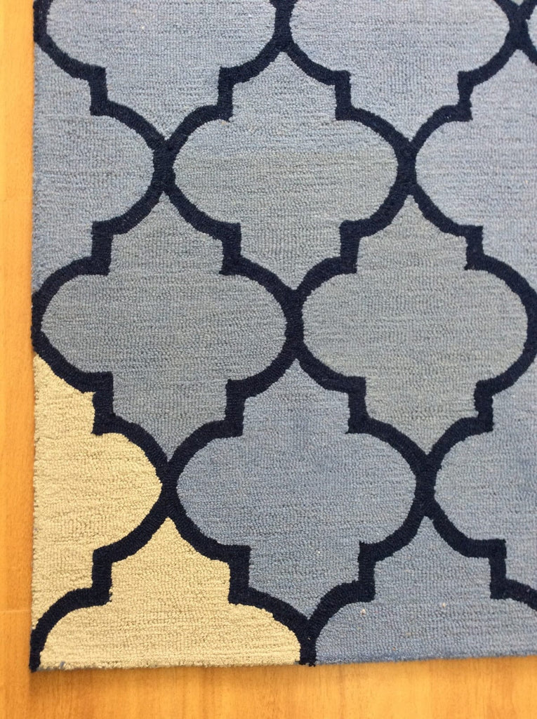 Blue-Gray Trellis 5X8 Hand-Tufted Modern Rug