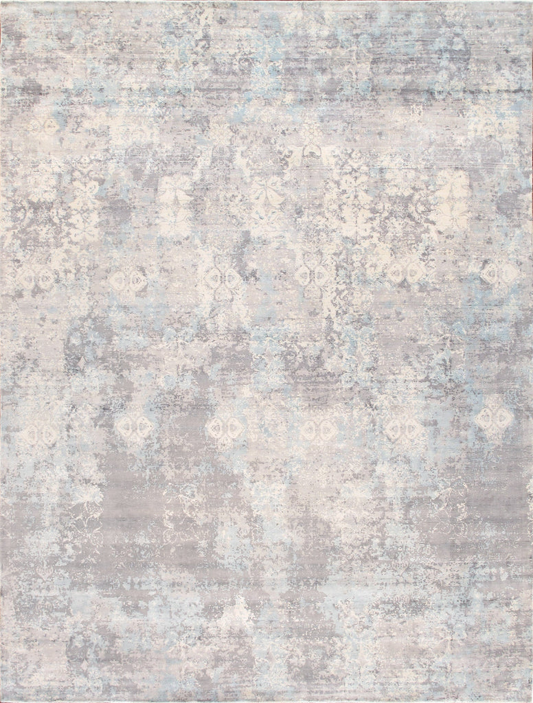 Pasargad Home Mirage Collection Hand-Loomed Bamboo Silk Area Rug,  8' 9" X 11' 9", Grey