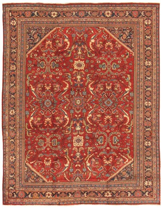 Antique Mahal Collection Rust Lamb's Wool Area Rug-10' 4" X 13' 2"