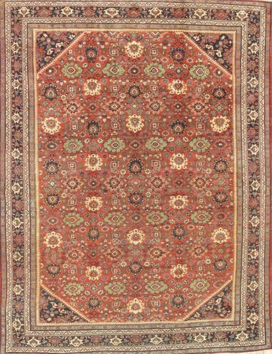 Antique Mahal Collection Rust Lamb's Wool Area Rug-10' 3" X 13' 6"