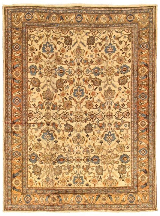 Antique Mahal Collection Ivory Lamb's Wool Area Rug- 9' 0" X 11'10"