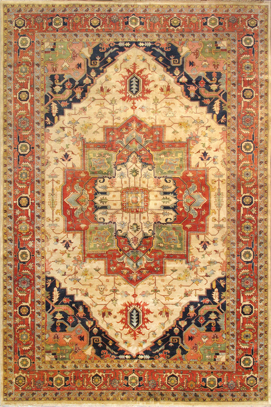 Serapi Collection Hand-Knotted Lamb's Wool Area Rug-12' 0" X 18' 2", Ivory