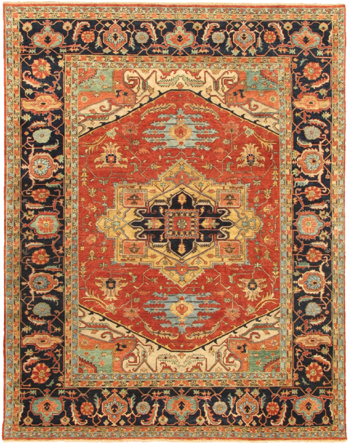 Serapi Collection Hand-Knotted Rust Lamb's Wool Area Rug- 7'11'' X 10' 2''