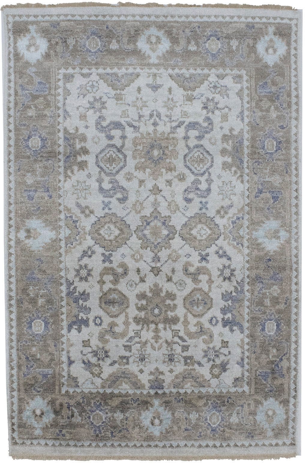 Muted Cream 4X6 Oushak Chobi Oriental Rug